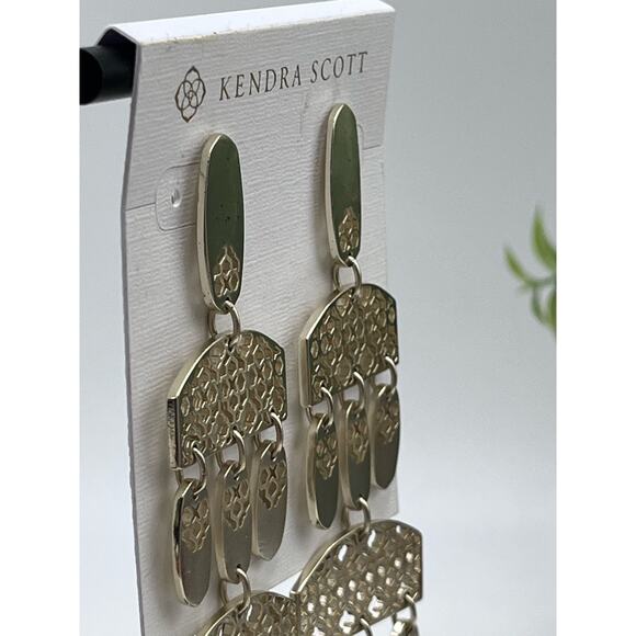 Kendra Scott Emmet Matte Gold Plated Filigree Dangle Earrings New - Picture 6 of 16